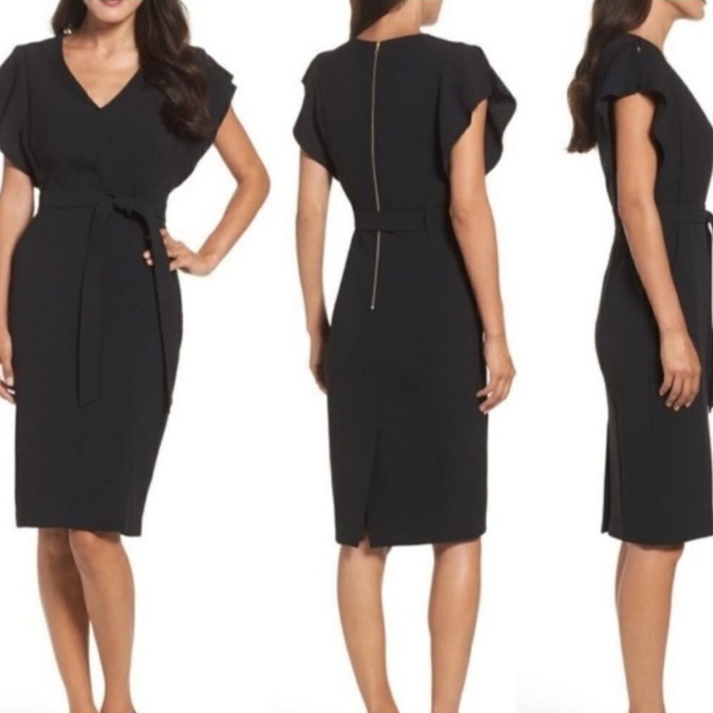 Eliza J Black Midi Dress with Belt